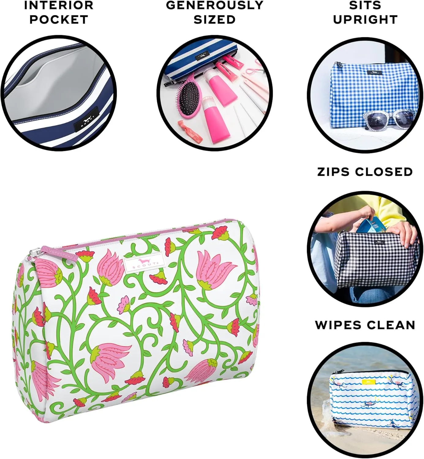 SCOUT Packin' Heat - Large, Water-Resistant, Zip Close Makeup Bag for Women- Toiletry Travel Bag - Cosmetic Bag