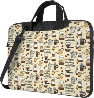 Slim Laptop Shoulder Bag Briefcase Notebook Handbag Computer Carrying Case Coffee and Sweets Sugar Print 15.6in