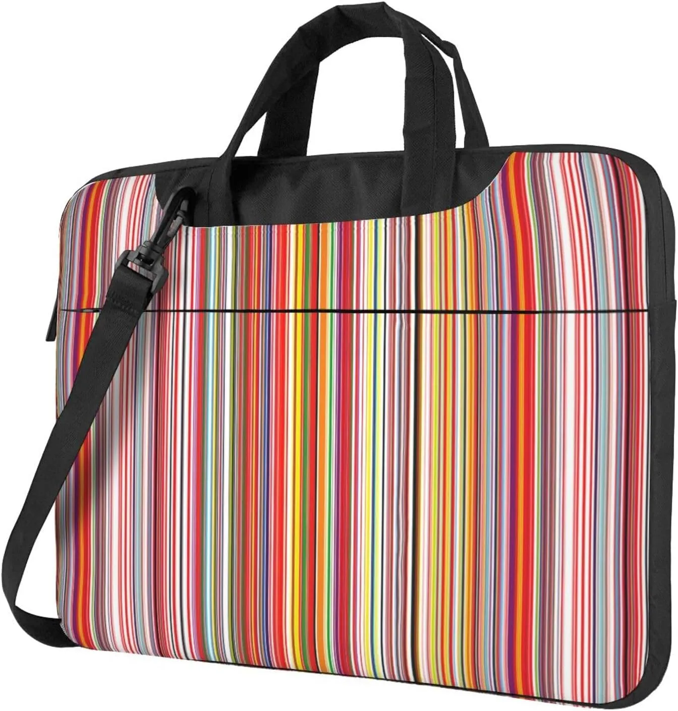 Slim Laptop Shoulder Bag Briefcase Notebook Handbag Computer Carrying Case Colorful Stripes. Print 15.6in