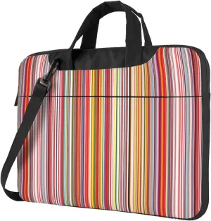 Slim Laptop Shoulder Bag Briefcase Notebook Handbag Computer Carrying Case Colorful Stripes. Print 15.6in