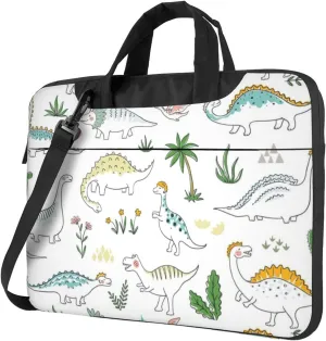 Slim Laptop Shoulder Bag Briefcase Notebook Handbag Computer Carrying Case Dinosaur Walking Print 15.6in