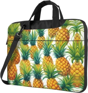 Slim Laptop Shoulder Bag Briefcase Notebook Handbag Computer Carrying Case Exotic Tropical Pineapples Print 15.6in