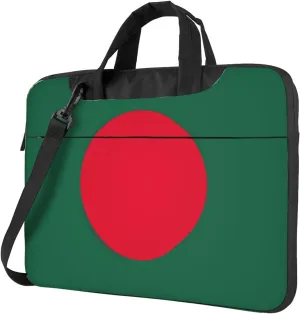 Slim Laptop Shoulder Bag Briefcase Notebook Handbag Computer Carrying Case Flag of Bangladesh Print 15.6in