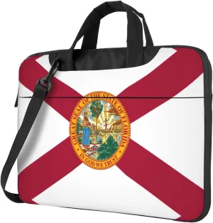 Slim Laptop Shoulder Bag Briefcase Notebook Handbag Computer Carrying Case Flag of Florida Print 15.6in