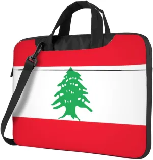 Slim Laptop Shoulder Bag Briefcase Notebook Handbag Computer Carrying Case Flag of Lebanon Print 15.6in