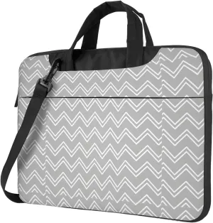 Slim Laptop Shoulder Bag Briefcase Notebook Handbag Computer Carrying Case Gray striped Print 15.6in