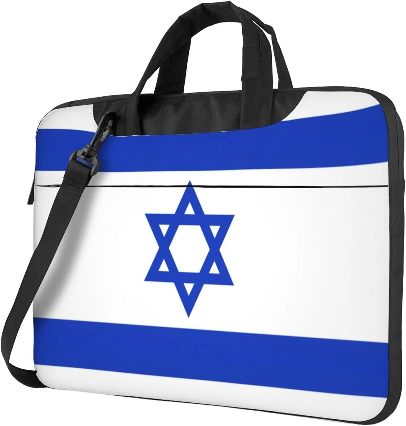 Slim Laptop Shoulder Bag Briefcase Notebook Handbag Computer Carrying Case Israeli flag Print 15.6in