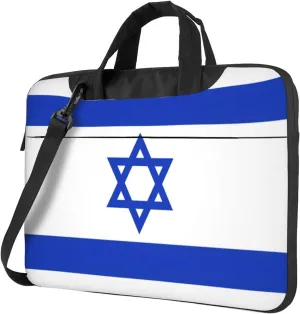 Slim Laptop Shoulder Bag Briefcase Notebook Handbag Computer Carrying Case Israeli flag Print 15.6in
