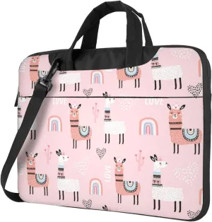 Slim Laptop Shoulder Bag Briefcase Notebook Handbag Computer Carrying Case Llama. Print 15.6in