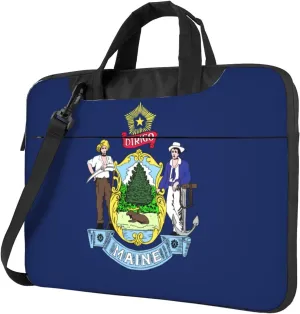 Slim Laptop Shoulder Bag Briefcase Notebook Handbag Computer Carrying Case Maine State Flag Print 15.6in