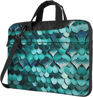 Slim Laptop Shoulder Bag Briefcase Notebook Handbag Computer Carrying Case Mermaid fish scale print Print 15.6in