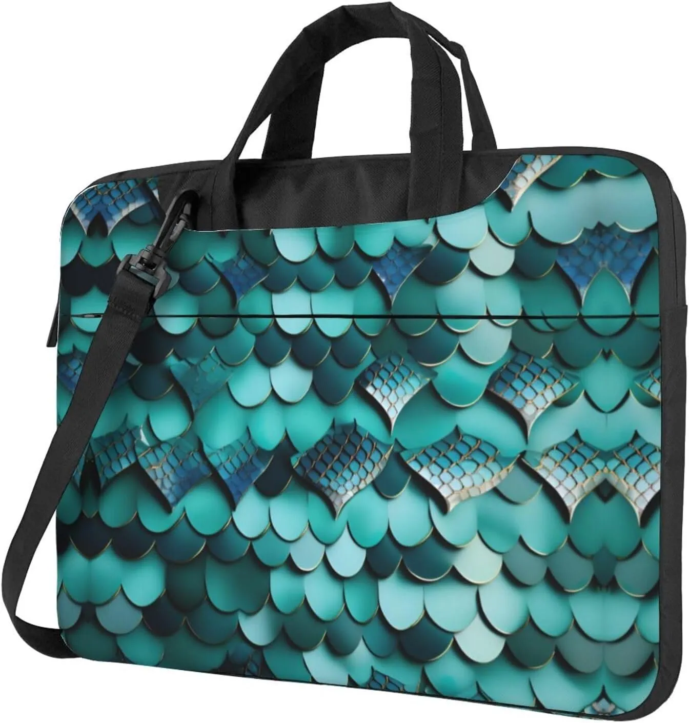 Slim Laptop Shoulder Bag Briefcase Notebook Handbag Computer Carrying Case Mermaid fish scale print Print 15.6in