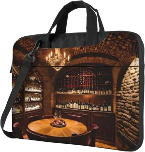 Slim Laptop Shoulder Bag Briefcase Notebook Handbag Computer Carrying Case Red Wine Cellar picture Print 15.6in