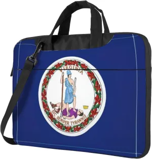 Slim Laptop Shoulder Bag Briefcase Notebook Handbag Computer Carrying Case Virginia state flag Print 15.6in
