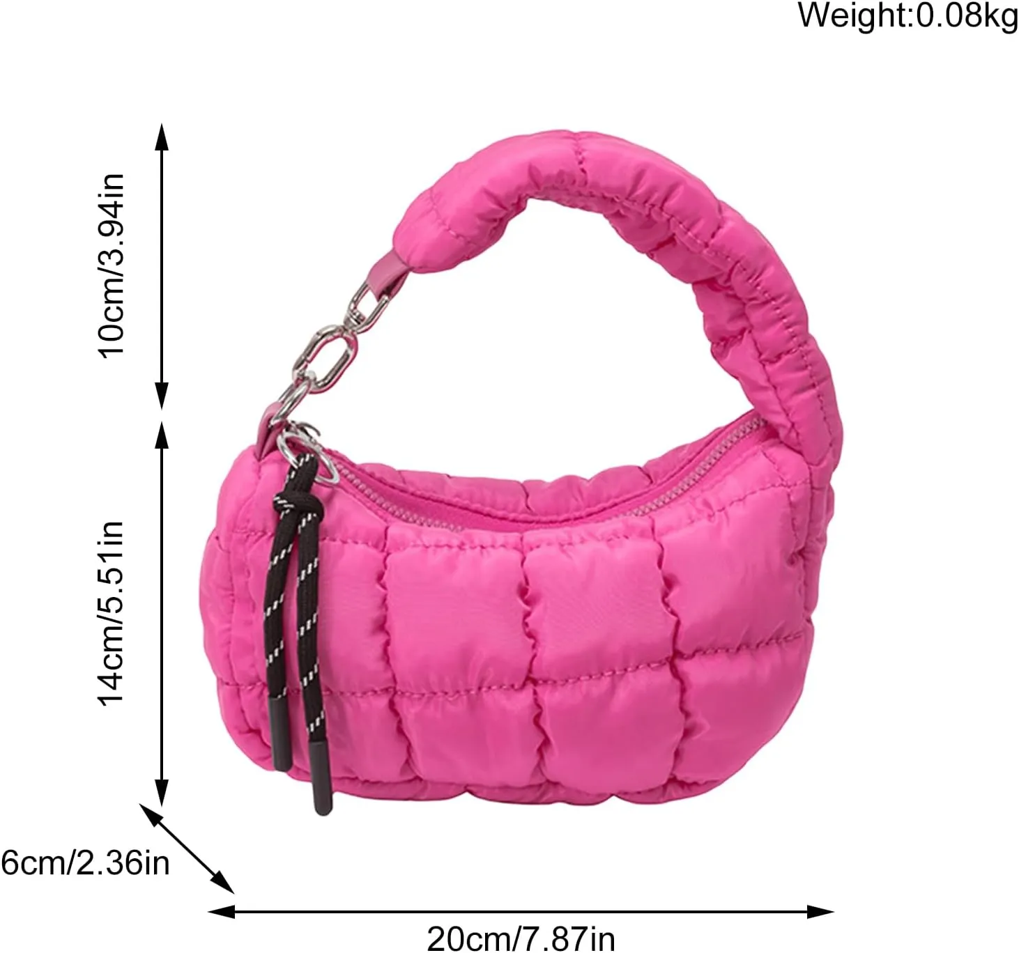 Small Puffer Purse, Mini Puffer Bag Wristlet Purses for Women Office Shopping, Lightweight Nylon Quilted Bag Gift