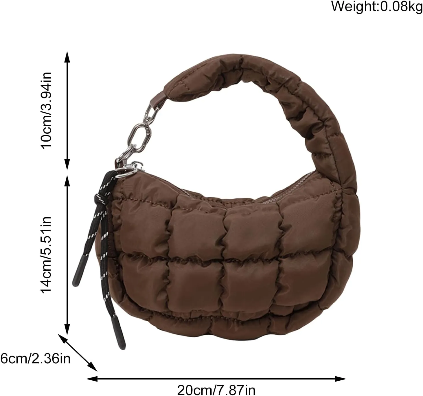 Small Puffer Purse, Mini Puffer Bag Wristlet Purses for Women Office Shopping, Lightweight Nylon Quilted Bag Gift