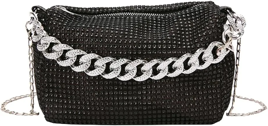 Solyinne Glitter Shoulder Bag for Women Clutch Bag Underarm Bag Rhinestone Crossbody Bag Evening Bag for Wedding Party Club