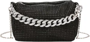 Solyinne Glitter Shoulder Bag for Women Clutch Bag Underarm Bag Rhinestone Crossbody Bag Evening Bag for Wedding Party Club