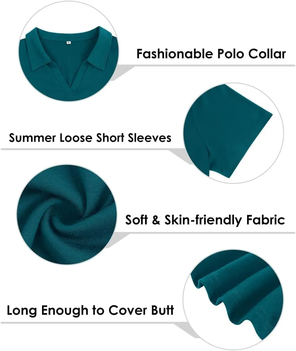 TIYOMI Plus Size Collared Polo Shirts Summer Short Sleeve V Neck Business Tops for Women XL-5XL