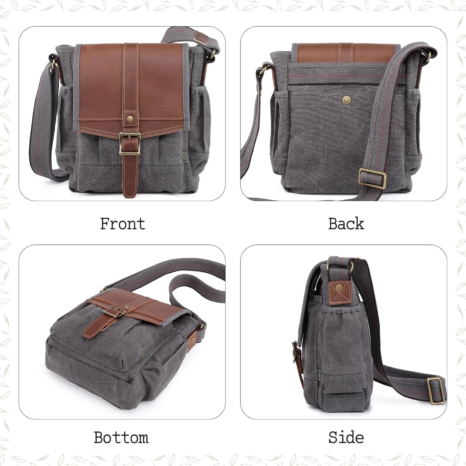 TSD Brand Turtle Ridge Canvas Crossbody Bag