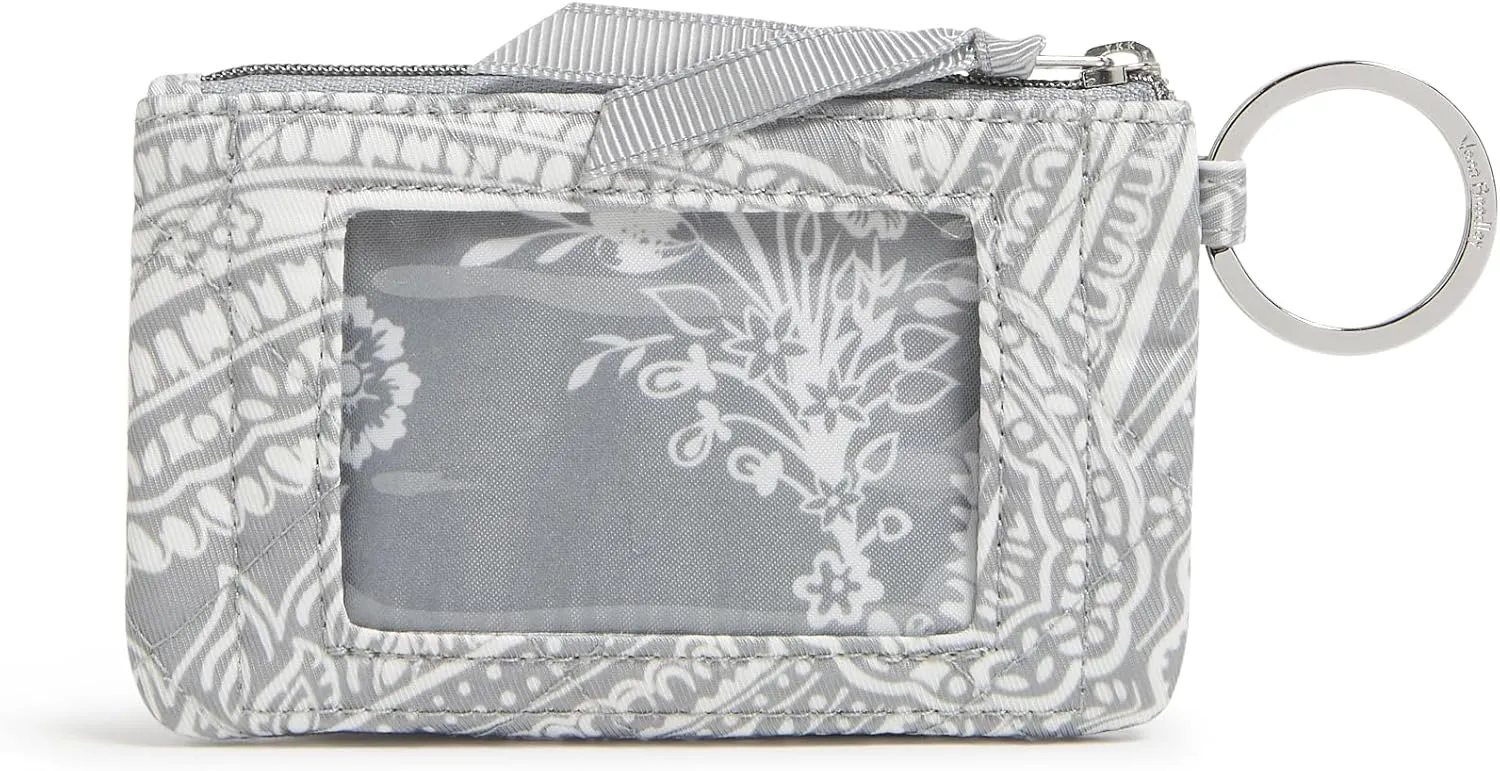 Vera Bradley Performance Twill Zip Id Case Wallet, Cloud Gray Paisley