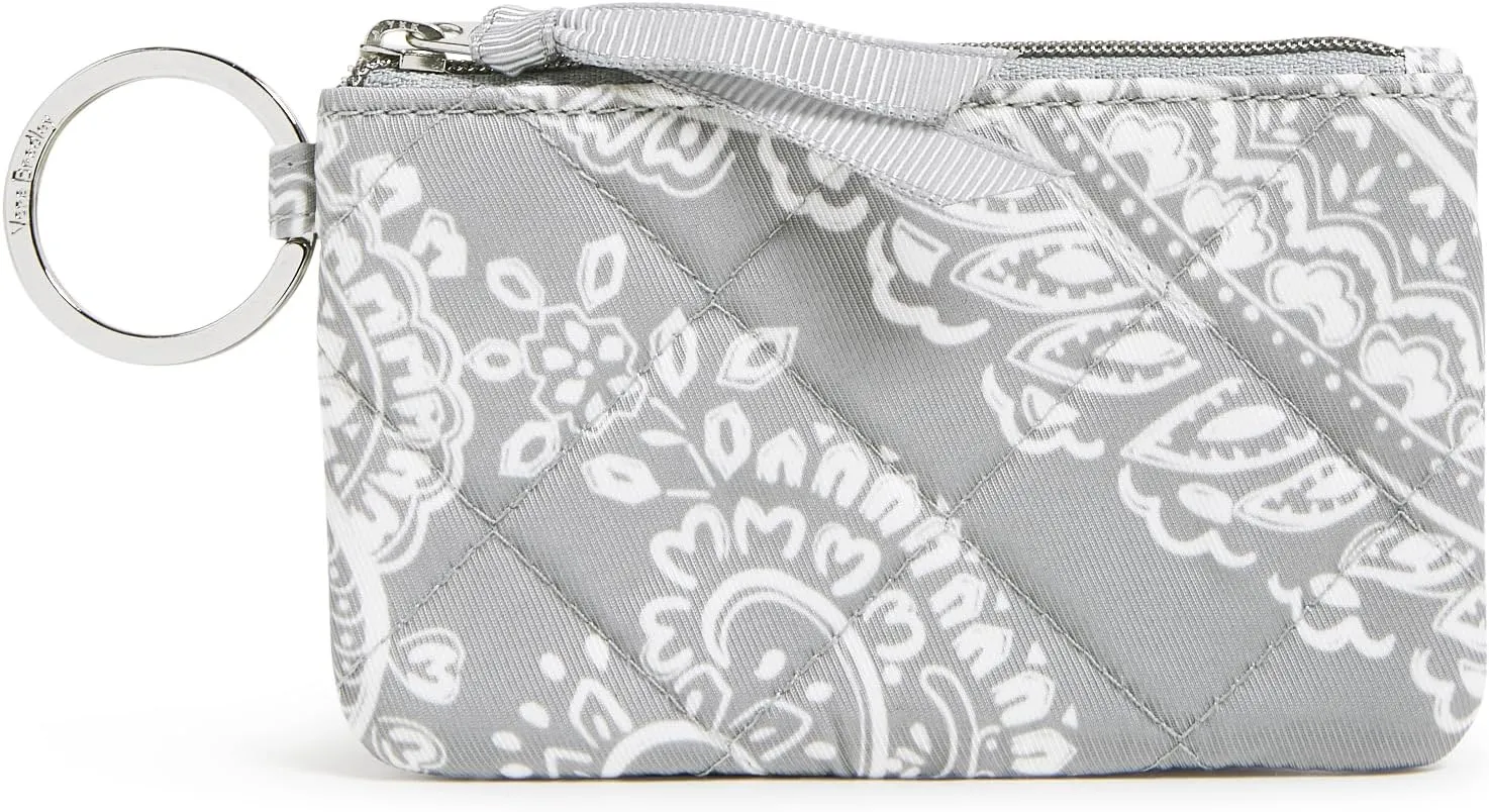Vera Bradley Performance Twill Zip Id Case Wallet, Cloud Gray Paisley