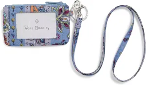 Vera Bradley Recycled Lighten Up Reactive Zip Id Case and Lanyard Combo, Provence Paisley Stripes