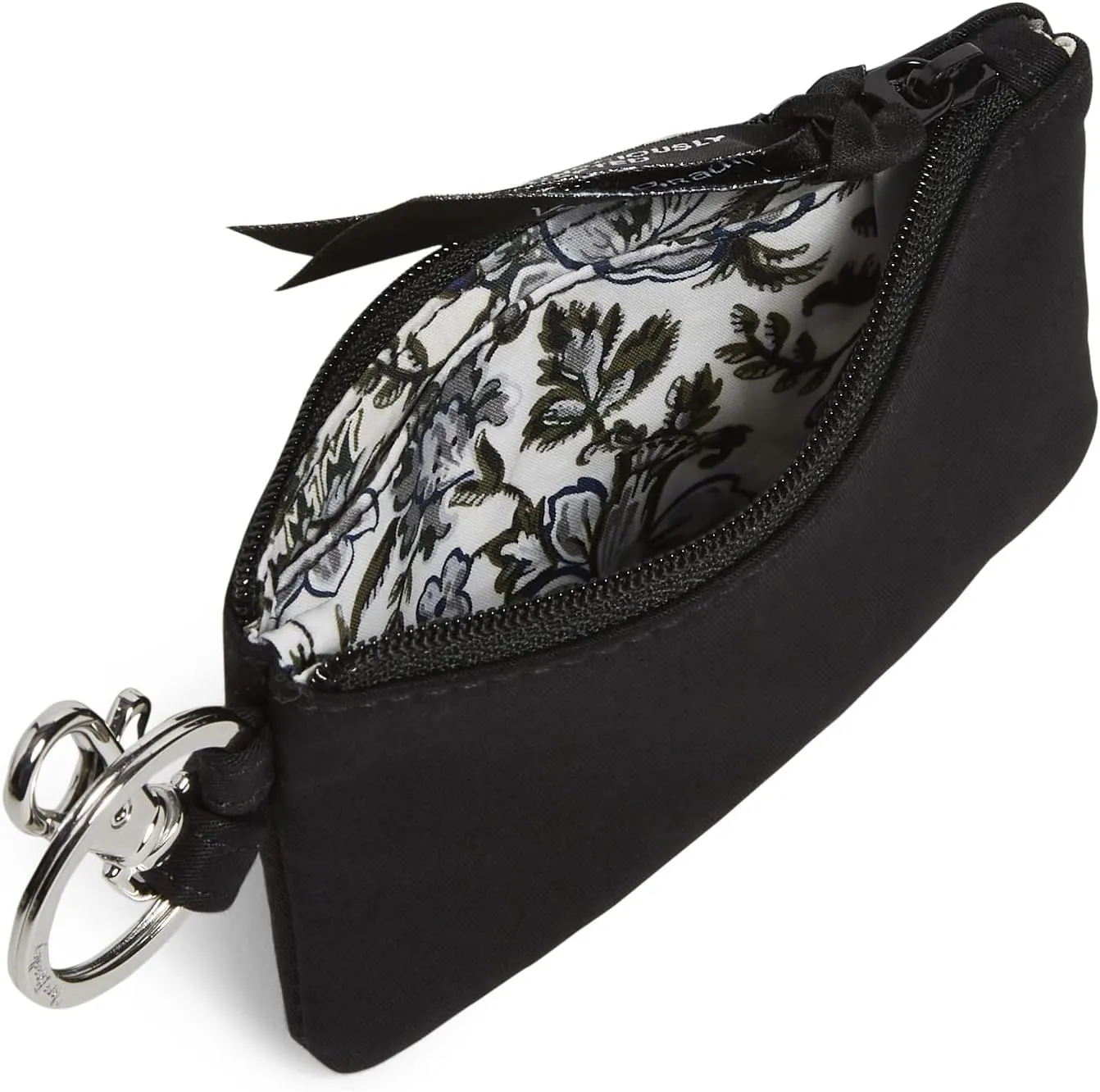 Vera Bradley Women's Cotton Zip ID Case and Lanyard Combo, Black - Recycled Cotton, One Size