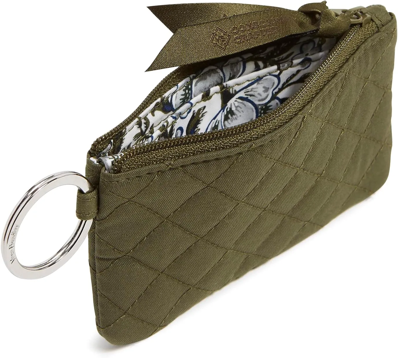 Vera Bradley Women's Cotton Zip ID Case and Lanyard Combo, Climbing Ivy Green - Recycled Cotton, One Size