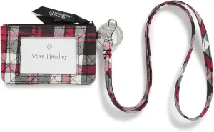 Vera Bradley Women's Cotton Zip Id Case and Lanyard Combo, Fireplace Plaid, One Size
