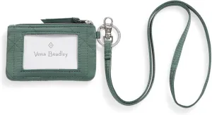 Vera Bradley Women's Performance Twill Zip ID Case and Lanyard Combo, Olive Leaf, One Size