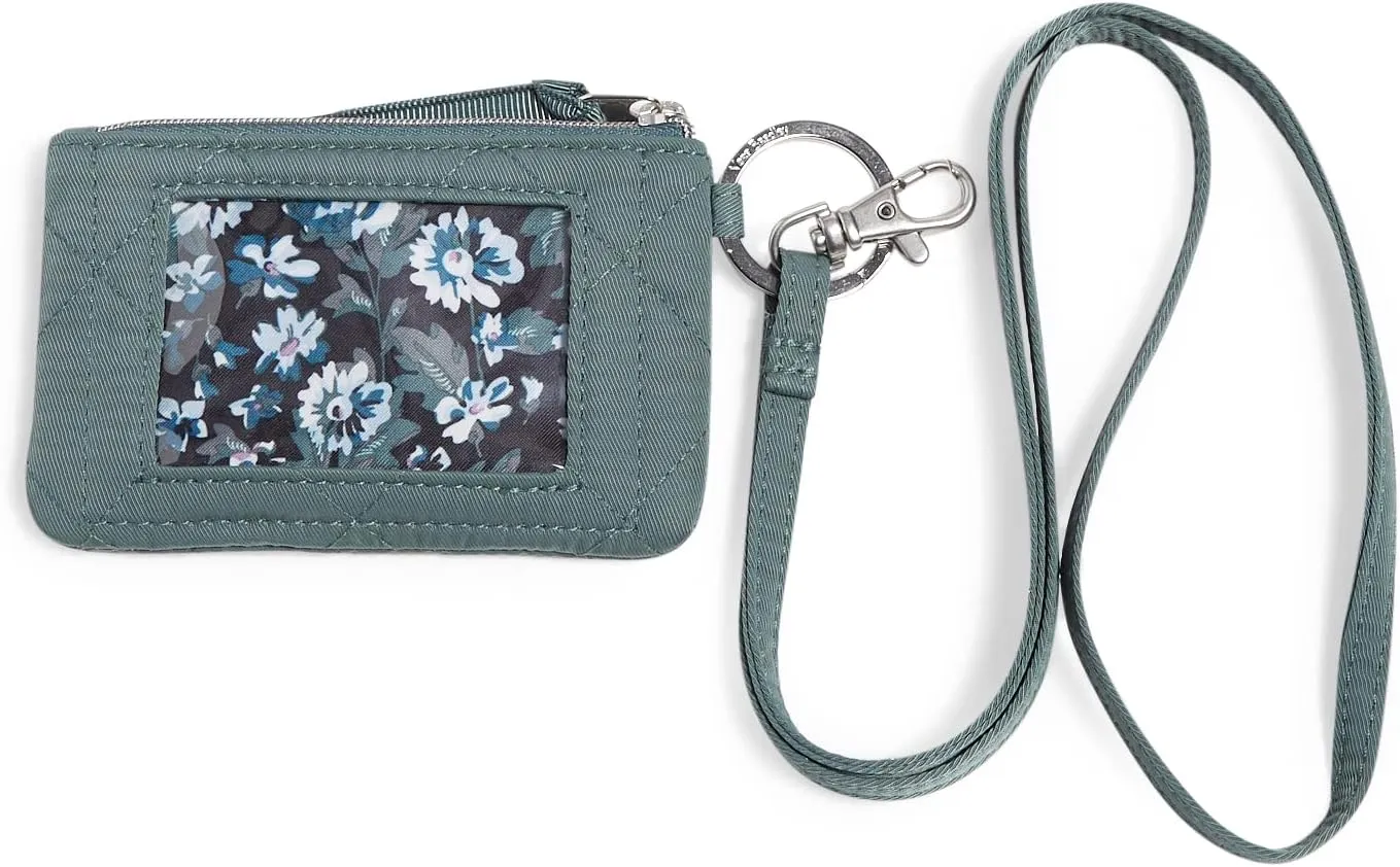 Vera Bradley Women's Performance Twill Zip ID Case and Lanyard Combo, Olive Leaf, One Size