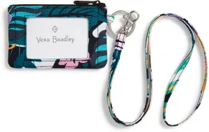 Vera Bradley Women's Recycled Lighten Up Reactive Zip ID Case and Lanyard Combo, Island Floral, One Size