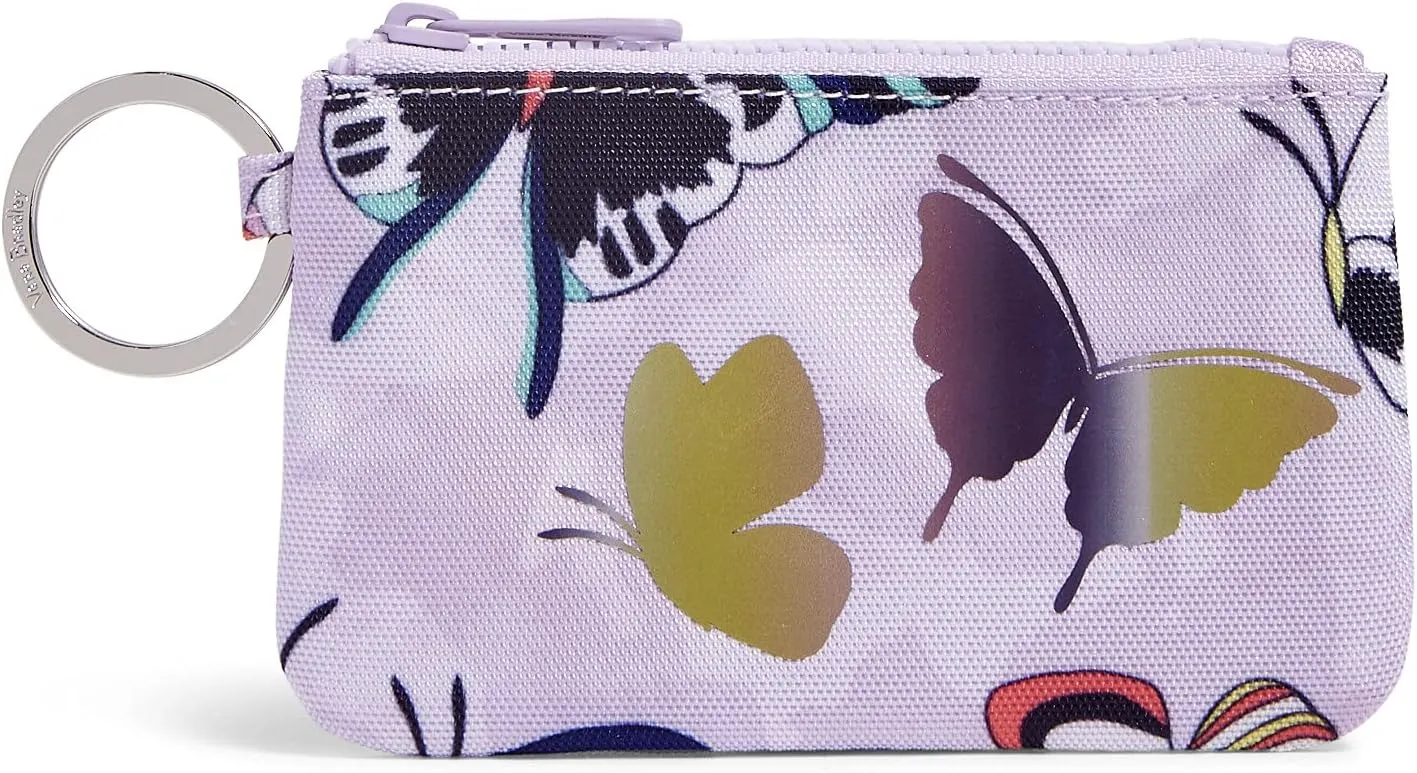 Vera Bradley Women's Recycled Lighten Up Reactive Zip ID Case Wallet, Butterflies, One Size