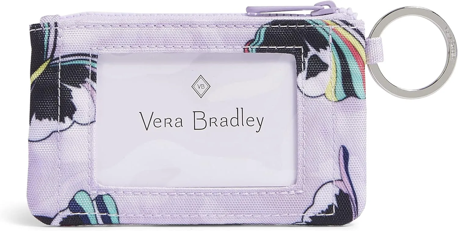 Vera Bradley Women's Recycled Lighten Up Reactive Zip ID Case Wallet, Lavender Butterflies, One Size
