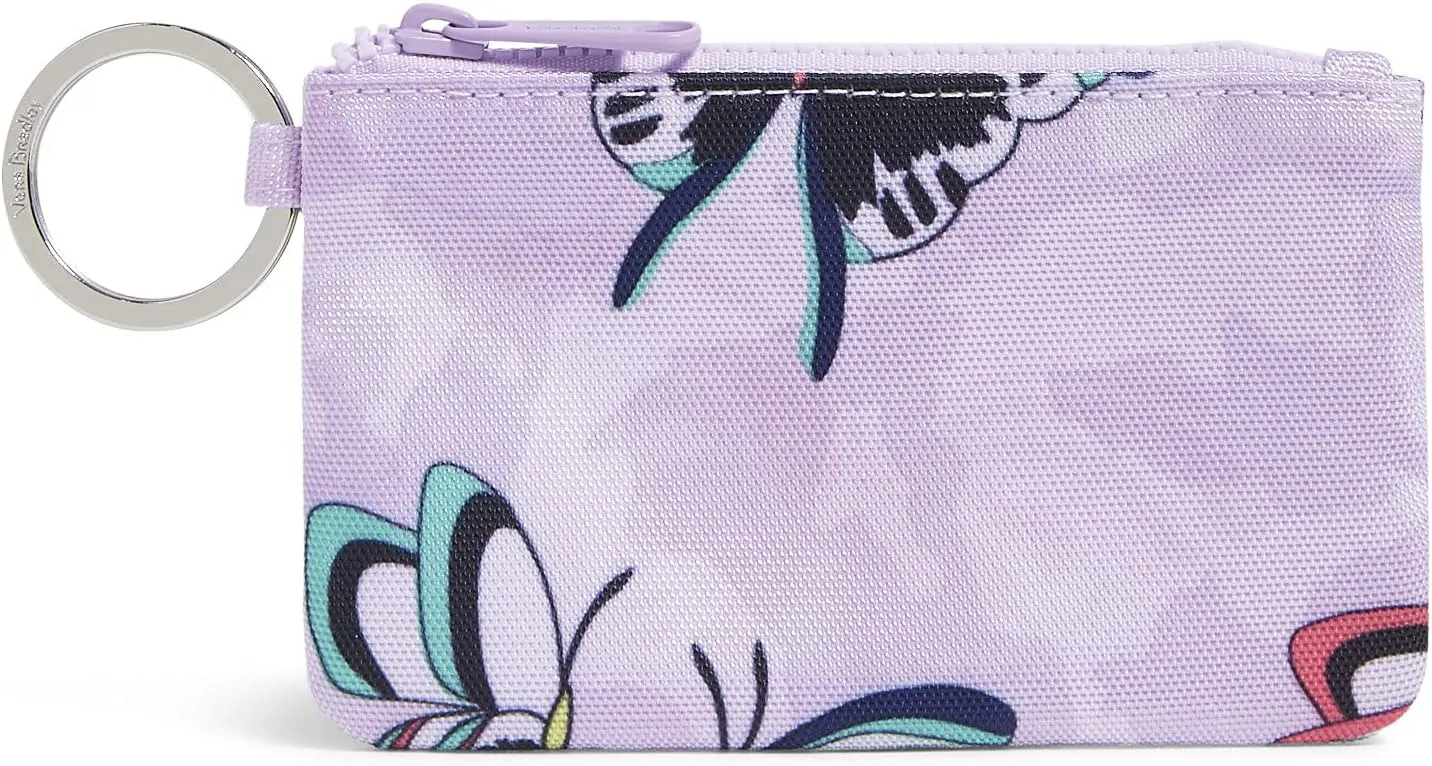 Vera Bradley Women's Recycled Lighten Up Reactive Zip ID Case Wallet, Lavender Butterflies, One Size