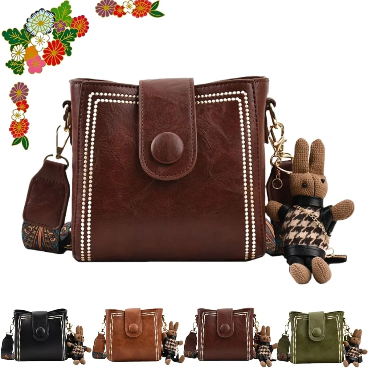Vintage Fashion Bag With Adjustable Wider Shoulder Strap - Vintage Retro Small Water Bucket Crossbody Bags for Women