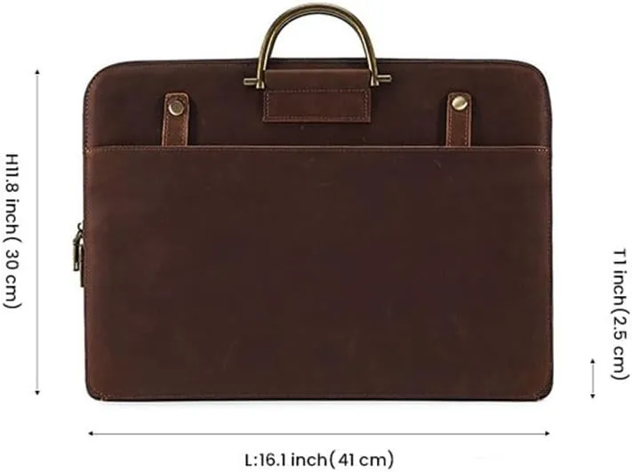 Vintage handbag crazy horse leather men's business handbag multifunctional computer bag light briefcase