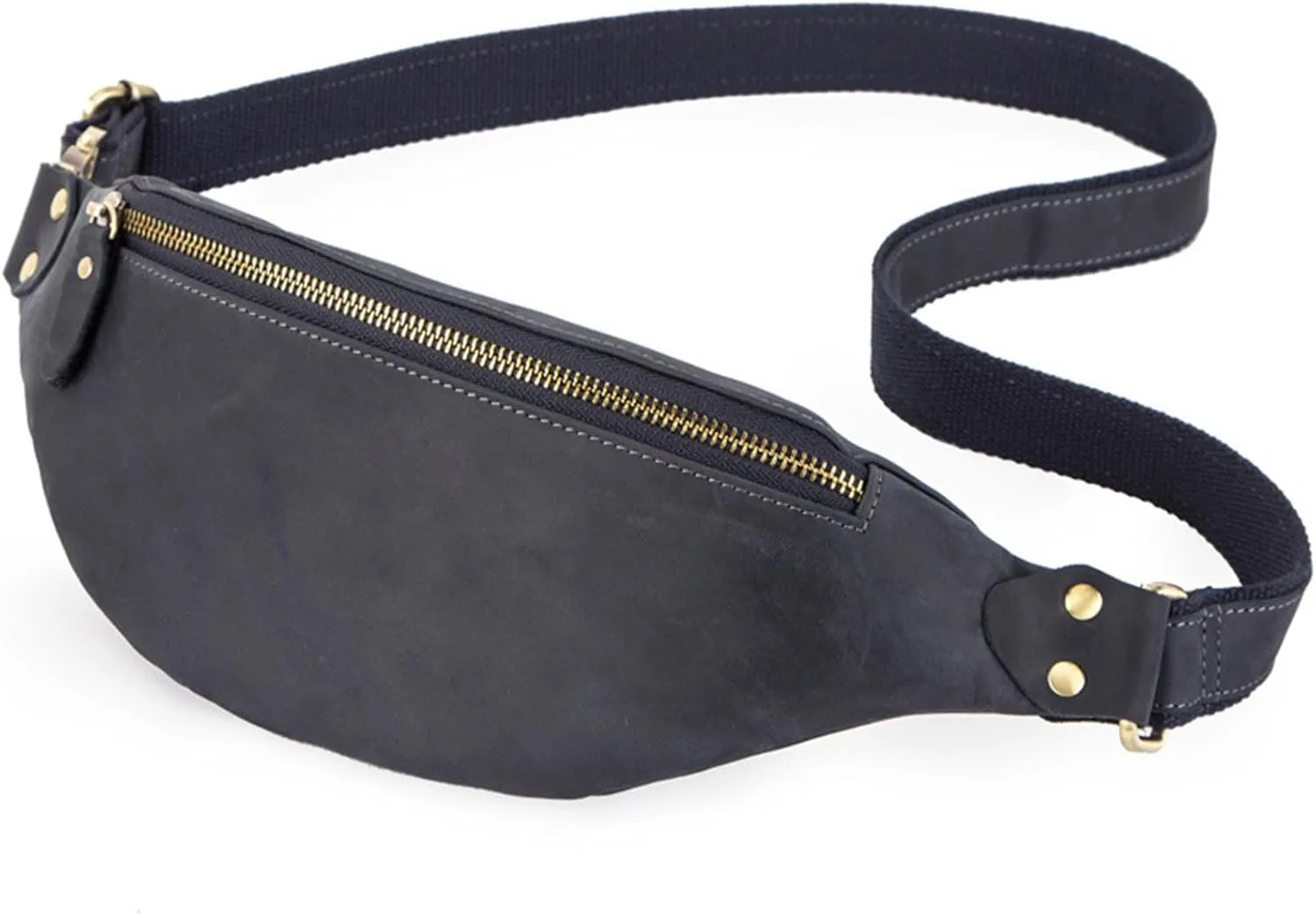 Vintage Men's Genuine Leather Waist Bag Multi-Purpose Crossbody Sling Chest Bag, Adjustable Strap, Casual Fanny Pack for Travel Outdoor (Blue)