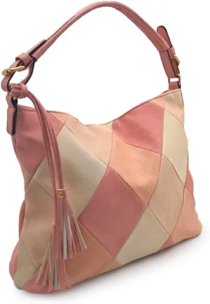 Vintage Tote Handbag Women Hobo Bag Faux Leather Shoulder Bag Multicolor Totes Bag Satchel Style Handbags Tassel