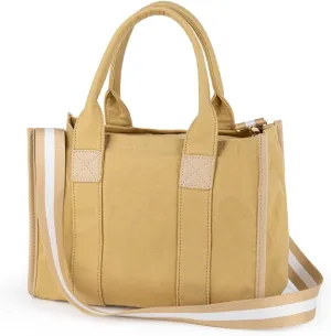 Viva Terry Canvas Tote Bag for Women Casual Crossbody Tote Bag Purse for School and Work with Zipper