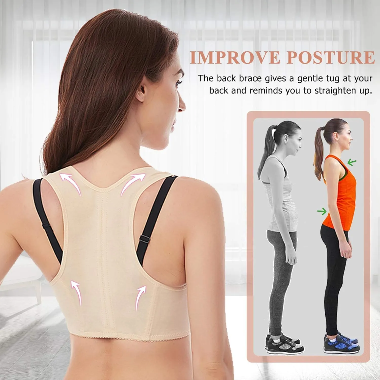 Werena Chest Brace Up for Women Posture Corrector Back Brace Support Bra Shaper X-Strap Vest Shapewear Tops