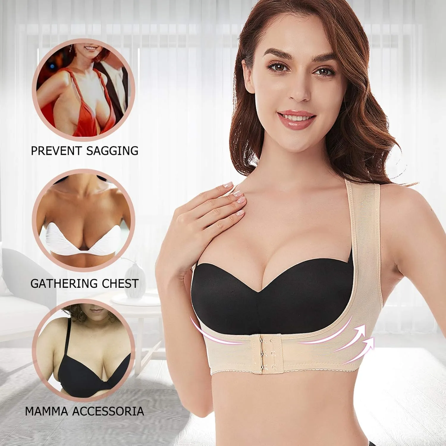 Werena Chest Brace Up for Women Posture Corrector Back Brace Support Bra Shaper X-Strap Vest Shapewear Tops