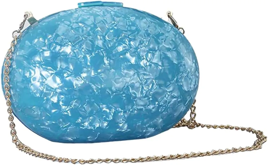Women Acrylic Evening Clutch Bag Glitter Marble Purse Chain Shoulder Crossbody Bag for Party Prom Cocktail Wedding