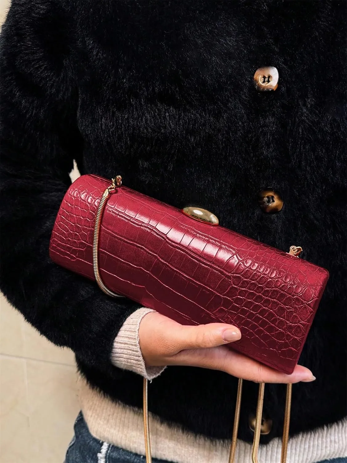 Women PU Leather Long Handbag Snake Skin Pattern Shoulder Clutch Bag Special Brown Casual Evening Purse Bag