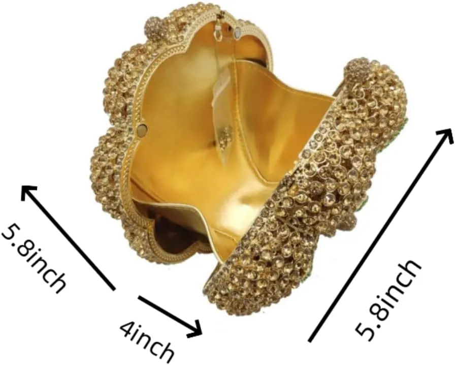 Women Rhinestone Pumpkin Novelty Purse Shining Handbag Cute Shoulder Clutch Bag For Party Festival Banquet