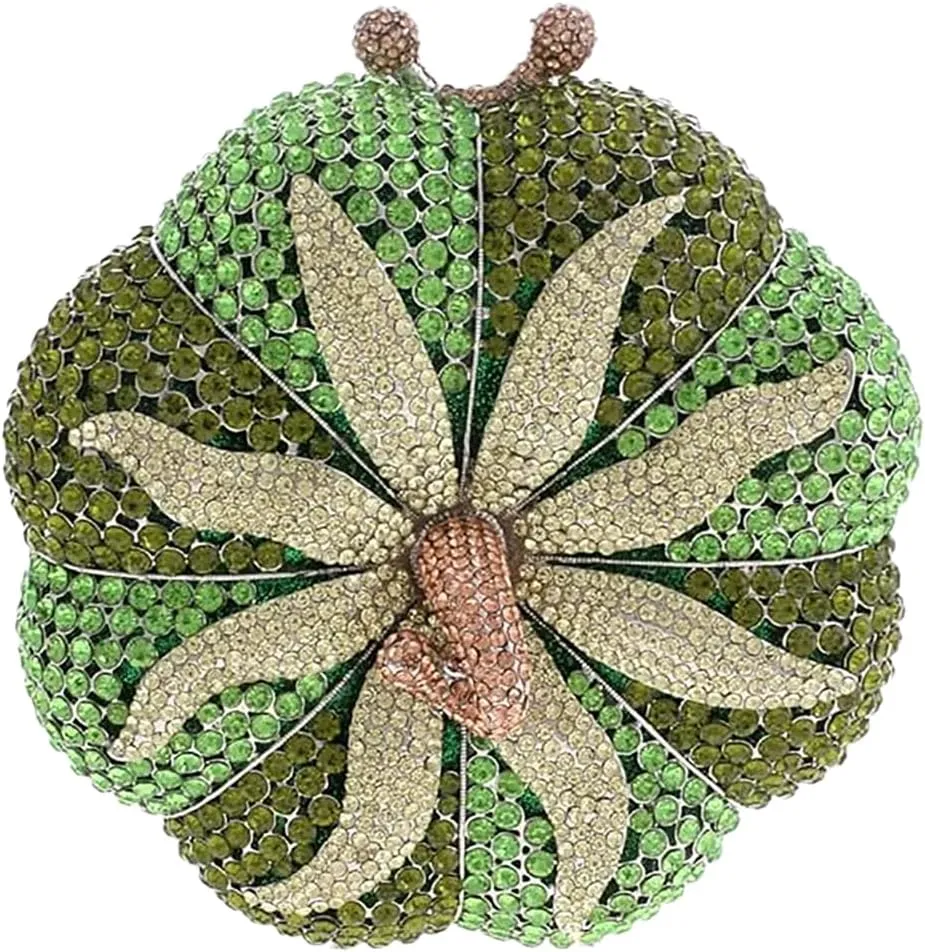 Women Rhinestone Pumpkin Novelty Purse Shining Handbag Cute Shoulder Clutch Bag For Party Festival Banquet