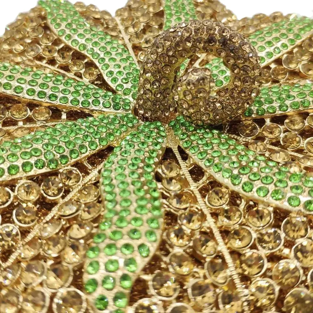 Women Rhinestone Pumpkin Novelty Purse Shining Handbag Cute Shoulder Clutch Bag For Party Festival Banquet