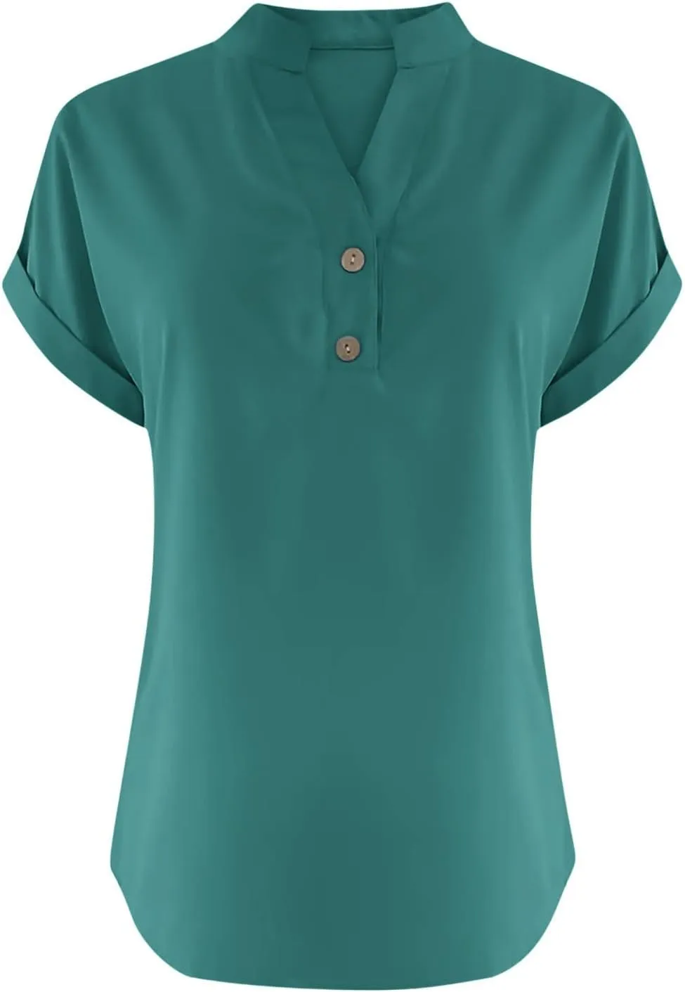 Women's Cotton Linen Cap Sleeve T-Shirt Half Button V Neck Tunic Tops Lounge Baggy 2025 Solid Color Summer Blouses