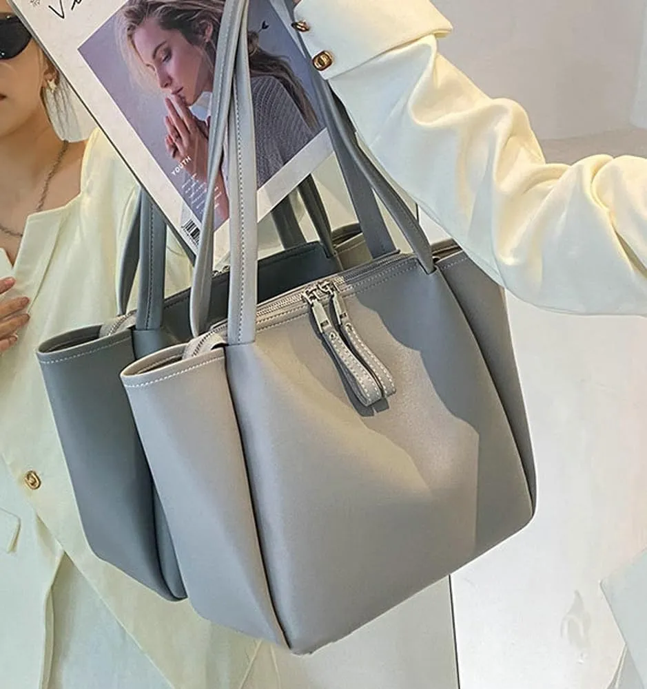 Womens Large Work Tote Bag Soft PU Leather Shoulder Satchel Casual Messenger Handbag Travel Top Handle Purse